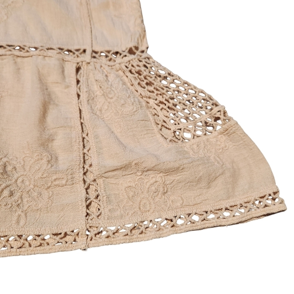 DEMOCRACY CROCHETED EMBROIDERED SLEEVELESS IVORY ROMANTIC TOP SZ S - Picture 9 of 12